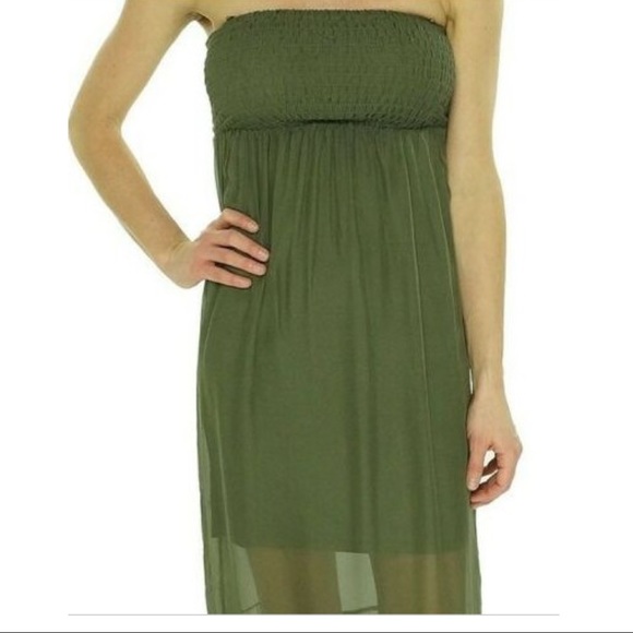 Guess Smocked Silk Tube Maxi Dress - Picture 5 of 5